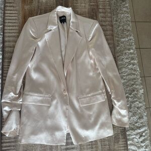 Zara Cream Blazer Satin Suit. Size small